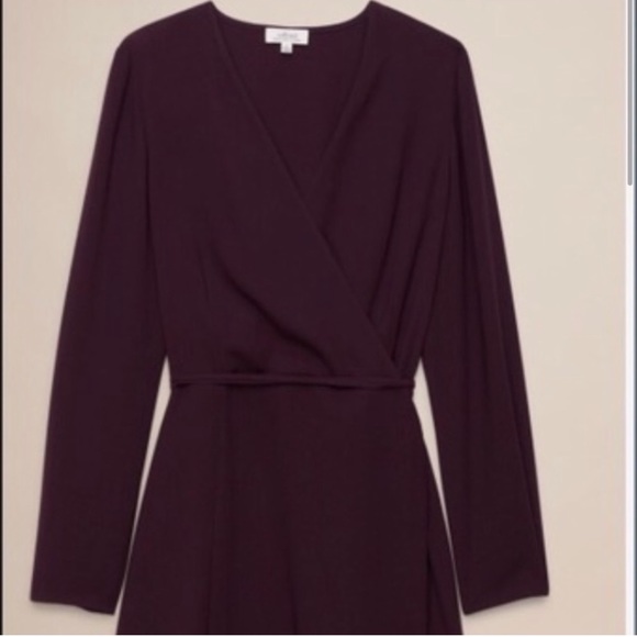 NWT Aritzia Harlay Wrap Eggplant Dress - Picture 7 of 8